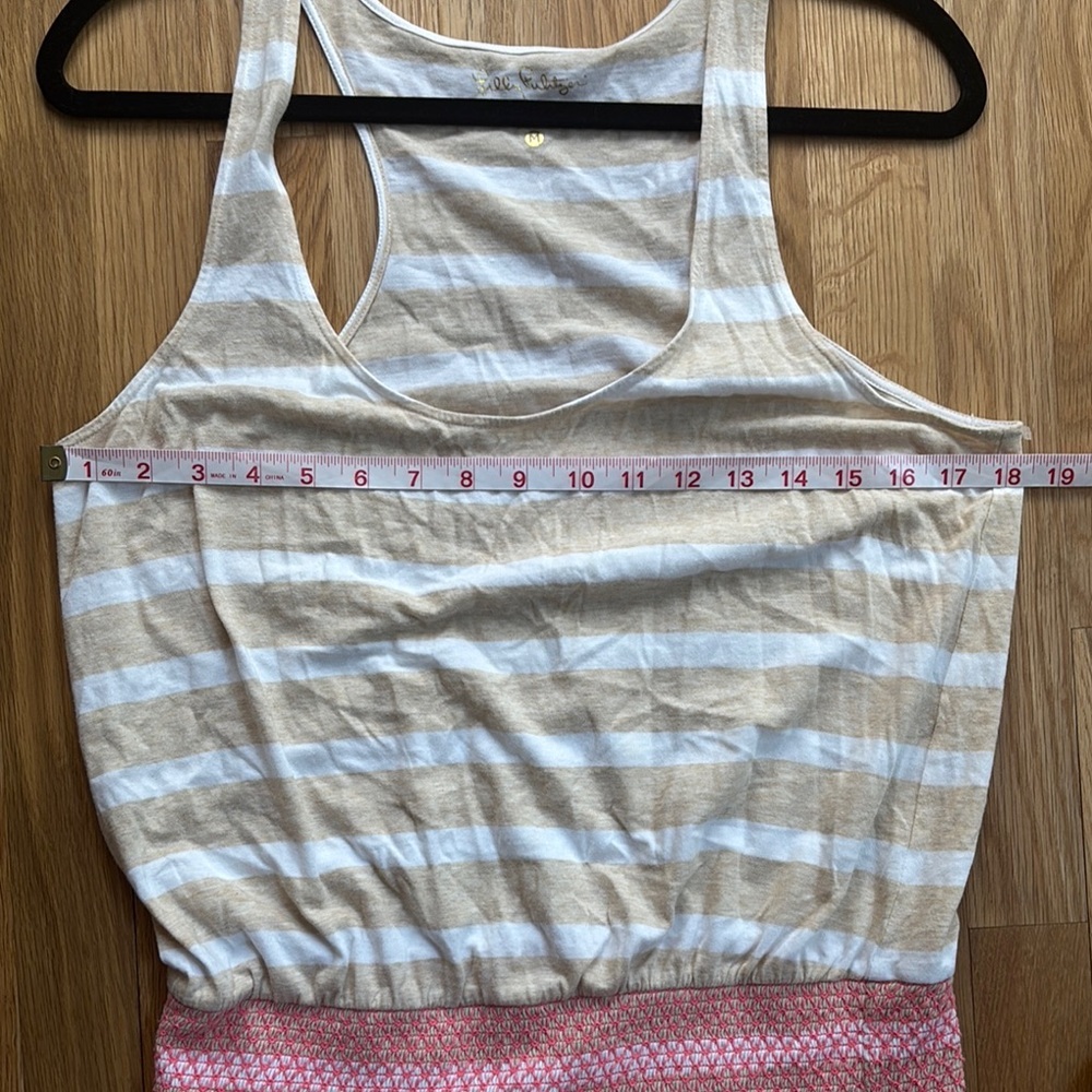 Lilly Pulitzer Beige and White Striped Dress sz M - Picture 9 of 11